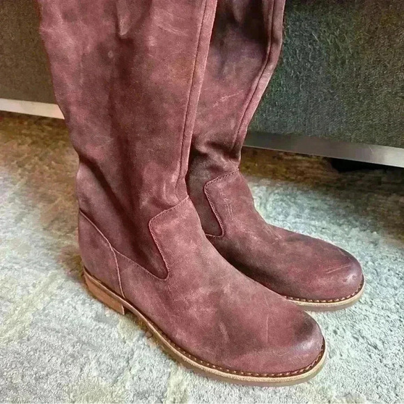 Kork-Ease Suede Sydney Knee High‎ Boot- Dark Red Burgundy Size 7.5 Brand New - Picture 3 of 7